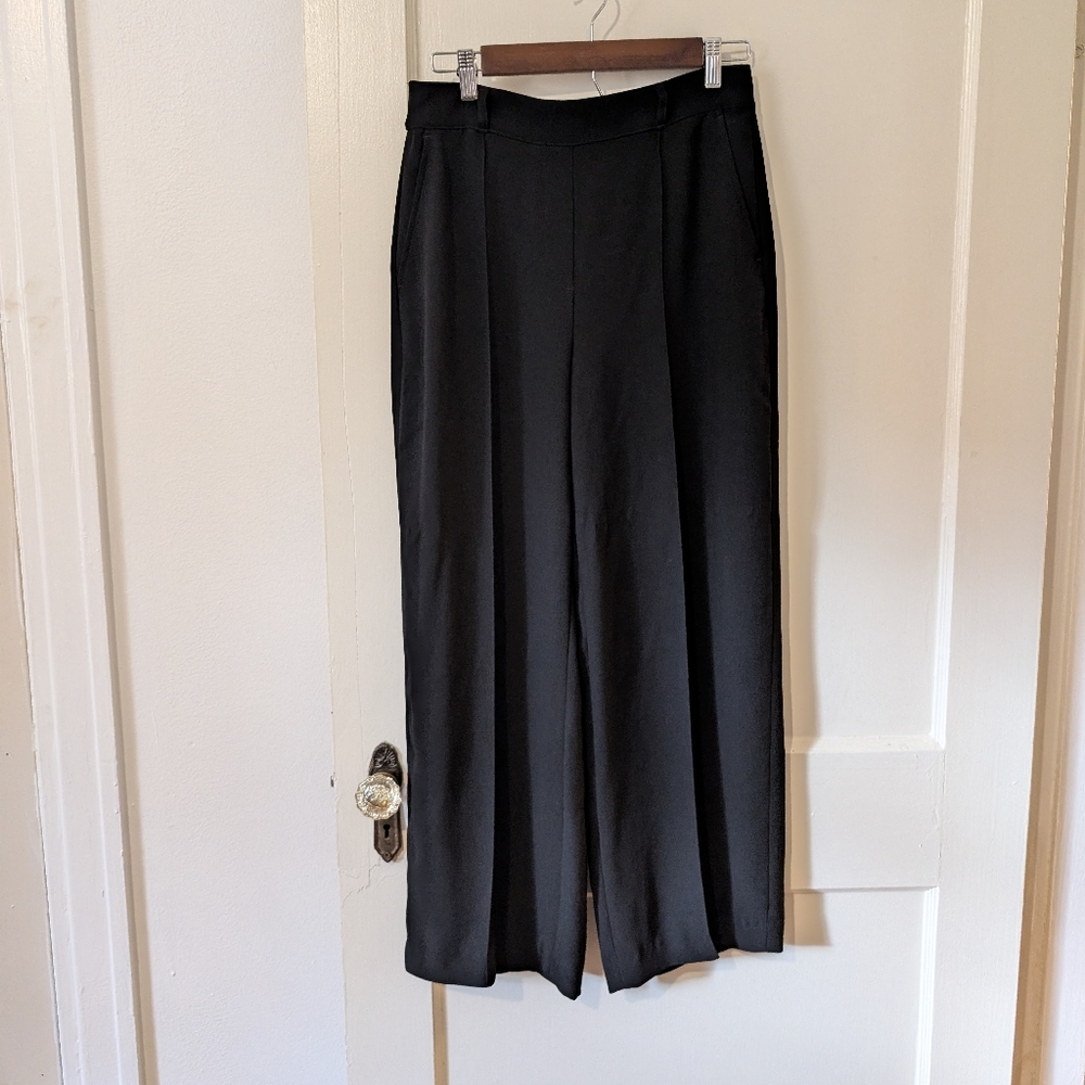 Spanx Medium Carefree Crepe Straight Leg Pants In Classic Black